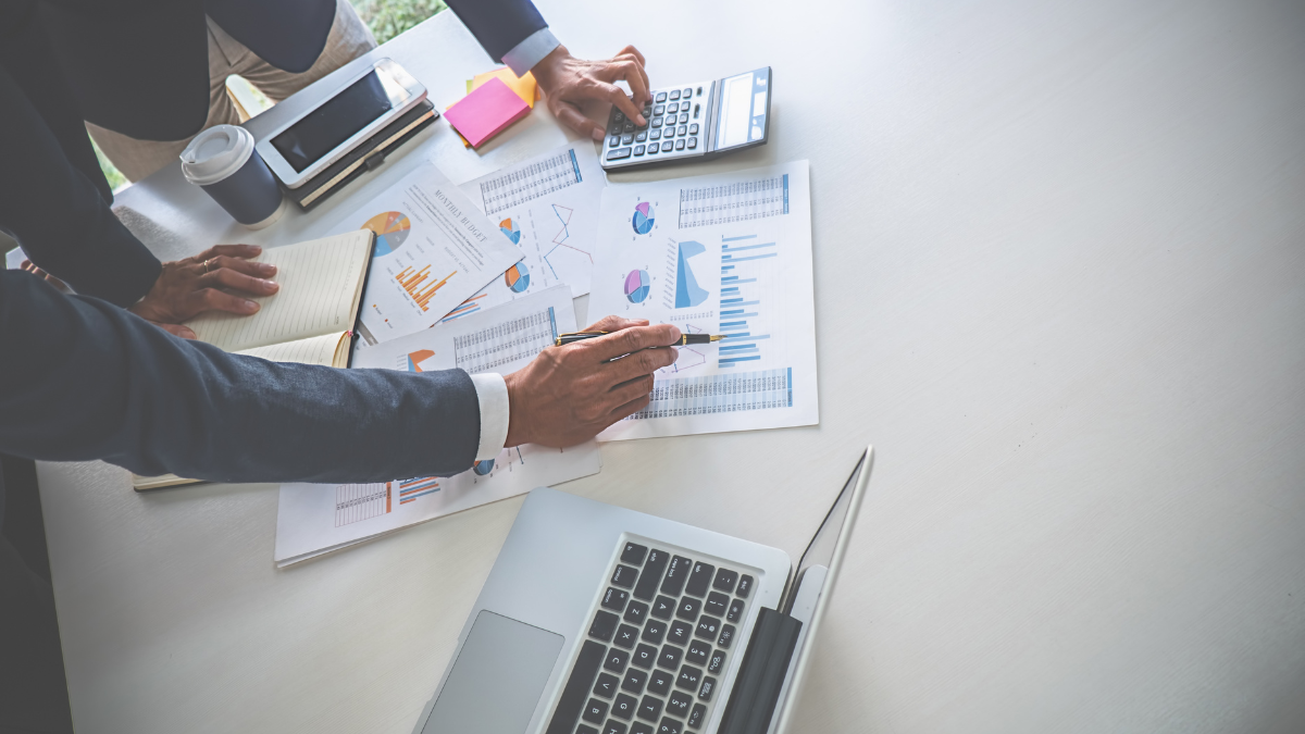 Modern workspace with dashboards